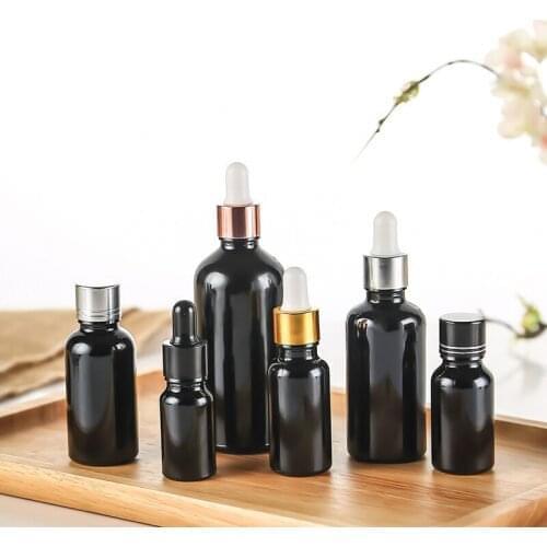 800pcs Hot Sale 5 -100ml Black Mix Cover Glass Dropper Bottle Jars Vials With Pipette For Cosmetic Perfume Essential Oil Bottles