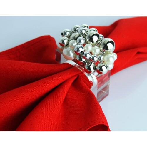 Free shipping silver pearl with square acrylic napkin ring napkin holder 4 pcs qn20122501