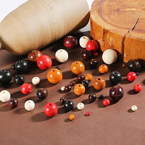 20-100 pcs Natural Wood Beads 4/6/8/10/12/14/16/18/20mm Round Loose Spacer Wooden Beads For Bracelets Making Jewelry DIY Crafts