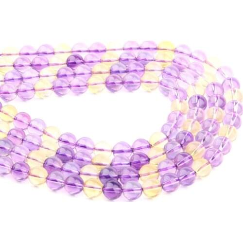 Natural Stone Beads Amethysts Citrines Round for Jewelry Making Beadwork DIY Bracelet Necklace 6/8/10mm
