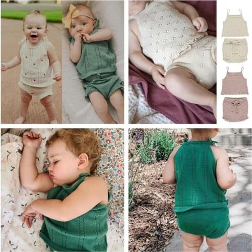 Baby Sweaters Set 2021 SS Spring Summer Bebe Brand Knitted T-shirts and Shorts Infant Toddler Boys Girls Breathable Clothes Suit