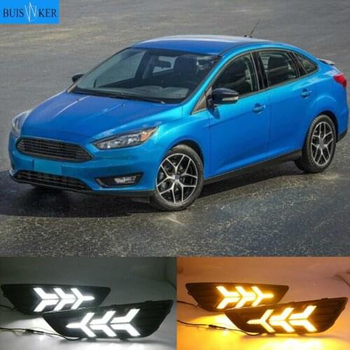 2PCS For Ford Focus 3 mk3 2015 2016 2017 2018 Turn signal and dimming style Relay 12V LED Car DRL daytime running light Fog lamp
