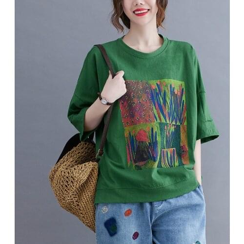 Korea Style Tie Dye Print Cartton Tshirt Cotton Loose Tops O-neck Short Sleeve All-match Women Summer Casual T Shirt Tees