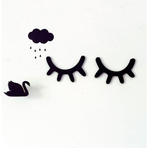 Hot Sale Cute Wood Eyelash Wall Ornament Home Furnishing Eyelash Baby Room Pose Decorative Wooden Ornaments Kids GIFT