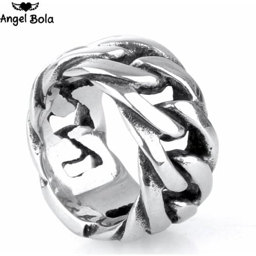 Buddha Ring Rock Silver Color Ring Hot Sale Finger Art Retro Punk Biker Jewelry Wide Chain Ring Drop Shipping