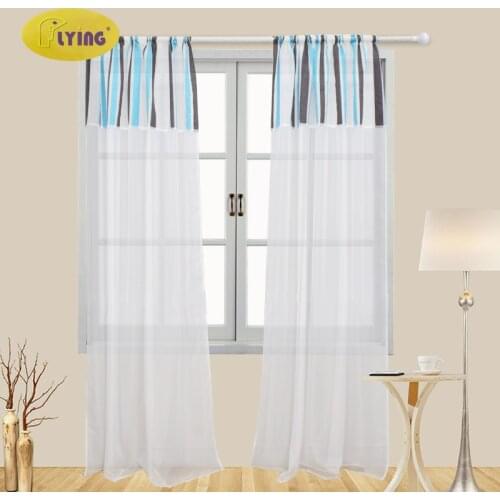 Flying French Tulle Curtain White Striped Transparent Tulle Curtains Window Drapes Sheer for the Bedroom Living Room
