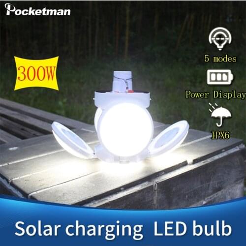 300W Powerful Solar Light Bulb DC Rechargeable Solar Lamp Portable Lantern 42 LED Emergency Light Night Light Camping Light
