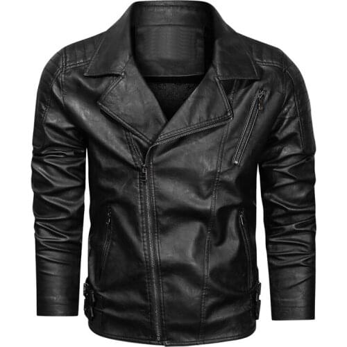 Mens Faux Leather Jackets 2021 Winter Solid Color Jacket Slim PU New Casual Coats Fashion Mens Jacket Anti-wind Motorcycle Coat