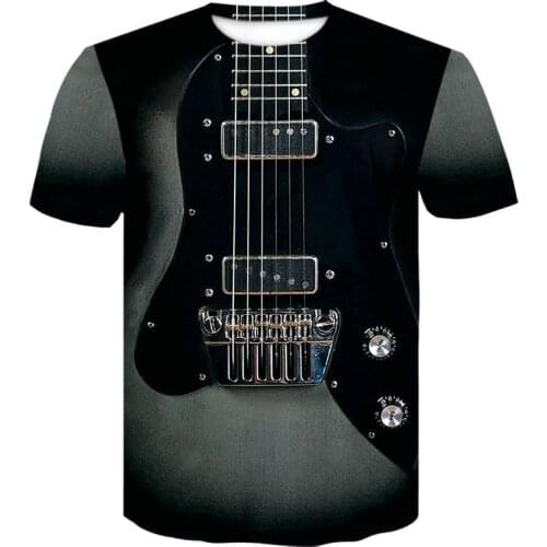 2021 New Mens 3d Guitar Printed Fashion hot Short Sleeves T Shirt Daily Short Sleeve Tee Tshirt Female Psychedelic Clothes Tops