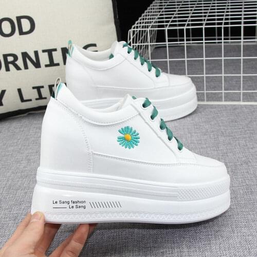Thick-soled Canvas Shoes Womens Autumn 2021 New Style Inner Increase 10cm Breathable Casual White Shoes Single Shoes Sneakers