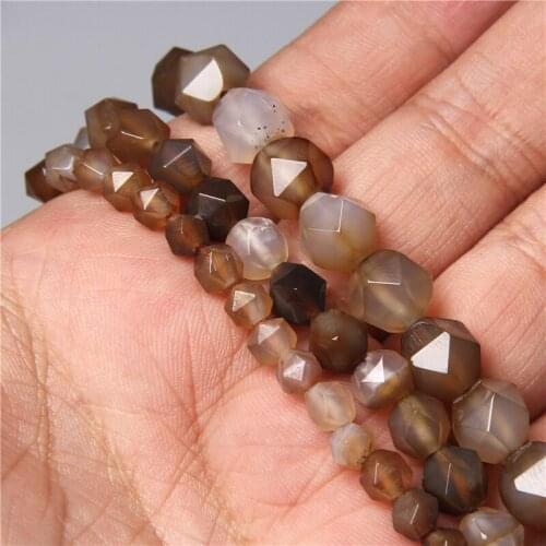 Natural Faceted Agates Spacers Loose Beads Accessories DIY Charms Bracelet Necklace for Jewelry Making 15" 6 8 10MM Finding