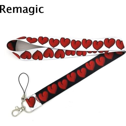 20pcs Red Hearts Love Couple Lanyard for Key Phone Cool Neck Strap Lanyard for Camera Whistle ID Badge Cute webbings ribbon Gift