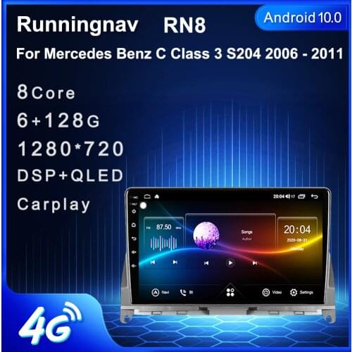 Runningnav 9 Inch 2 Din Android 10/9/8 Car Radio For Mercedes Benz C Class 3 W204 S204 2006 - 2011 Wifi GPS Navigation Autoradio