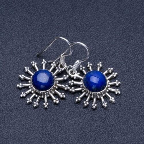 Natural Lapis Lazuli 925 Sterling Silver Earrings 1 1/4" Q1564