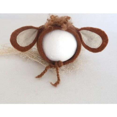 Wool felted Bonnet newborn prop animal hat Baby photography props