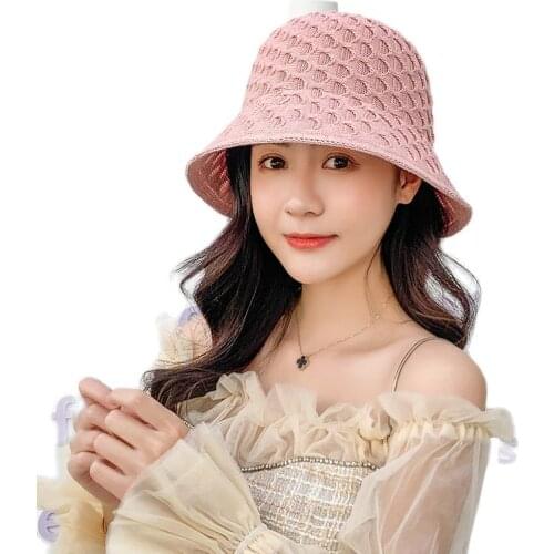 Hat Lady Summer Milk Silk Knit Fisherman Hat Round Washbasin Hat Korean Version Tide Show Face Small Japanese Sunshade Cap