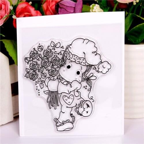 New Girl Cartoon Pattern Scrapbooking Alphabet Stamp Embossing Craft Making Silicone Transparent Stamps