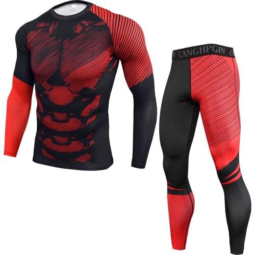 2Pcs Running Sportswear Suit Compression T-shirt Leggings Sets Men Quick dry Pants Male Gym Fitness Training Tees Tops Clothing