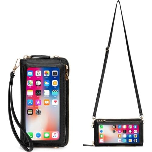 Women Touch Screen Wristlet Handbag, RFID Protection Small Wallet Purse Crossbody Phone Bag