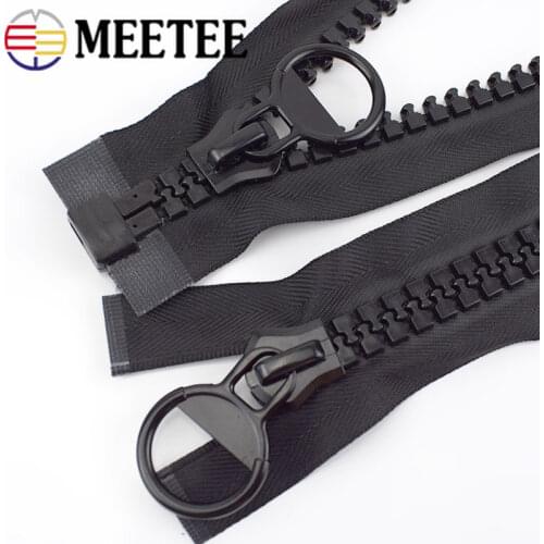 Meetee 1pc 60/75/100/150/200cm 20# Extra Large Resin Zipper Black Open-End Auto Lock Zip DIY Down Jacket Coat Sewing Accessories