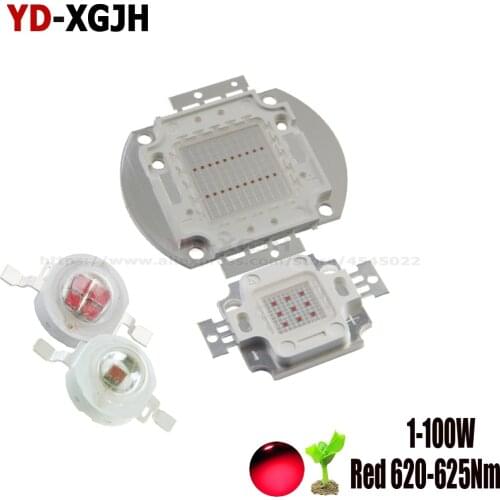 10PCS High Power LED chip Lamp SMD Bulbs Chip 1W3W5W10W20W30W 50W100W Red 620Nm for DIY Flood light Spotlight Tunnel Stage Lamp