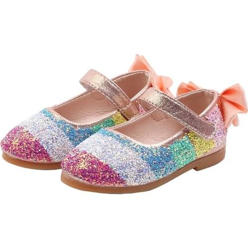 Shiny Rainbow Baby Girls Leather Shoes for Wedding And Party Kids Princess Shoes For Dance Performance 1 2 3 4 5 6Years Old Kids