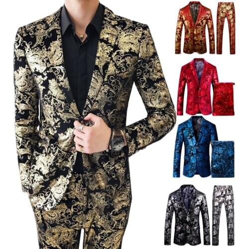 Spring/Autumn Luxury Mens Two-Piece Set High Quality Noble Men Suit Jacket + Pants Large-Size S-5XL Trousers With Male Blazers