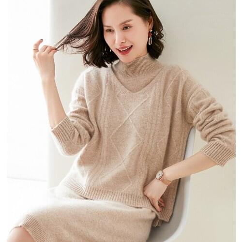 Adishree 2020 woman winter 100% Cashmere sweaters autumn knitted Pullovers High Quality Warm Female thickening Turtleneck