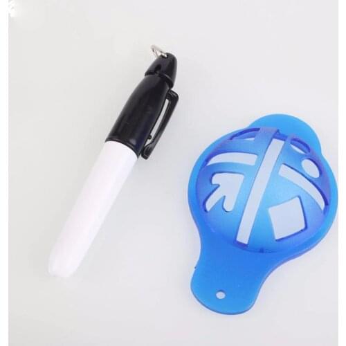 1 Set Golf Ball Liner w Black Pen Blue Arrow Circle Diamond Hearts Design Draw Mark Putting Line Golf Putting Accessories