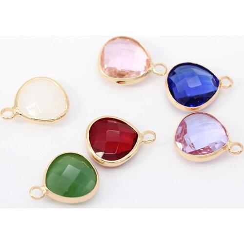 12p 12x13mm heart shape 1-loop Gold Metal Crystal beads Pendant Connector DIY Jewelry Making Necklace Bracelets Earring findings