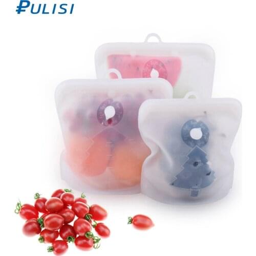 1Pack 1000ml Reusable Kitchen Storage Bags pinch-lock seal Leakproof Containers Silicone Food Storage Bag Freezer Bag Snack