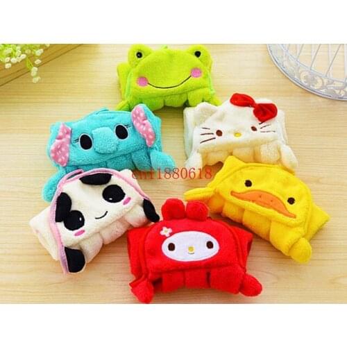 100pcs/lot Free Shipping Microfiber Fabric Nursery Hand Towel Soft Plush Fabric Cartoon Animal Wipe Hanging Bathing Towel