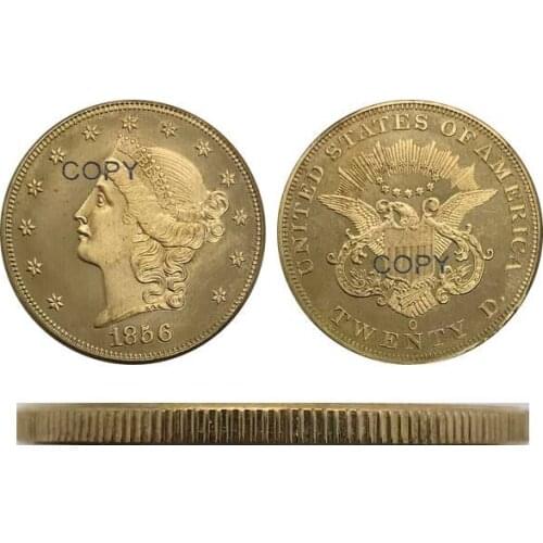 1856 O United States 20 Twenty Dollars Liberty Head Double Eagle Gold coin Brass Collectibles Copy Coin