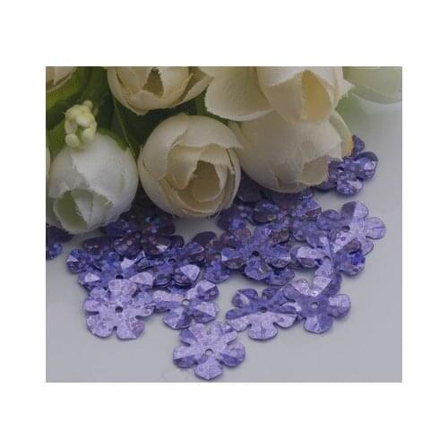 500pcs/lot Flower Sequins 14mm PVC Decoration Sewing DIY Wedding Craft Scrapbook For Clothing Laser Light Purple