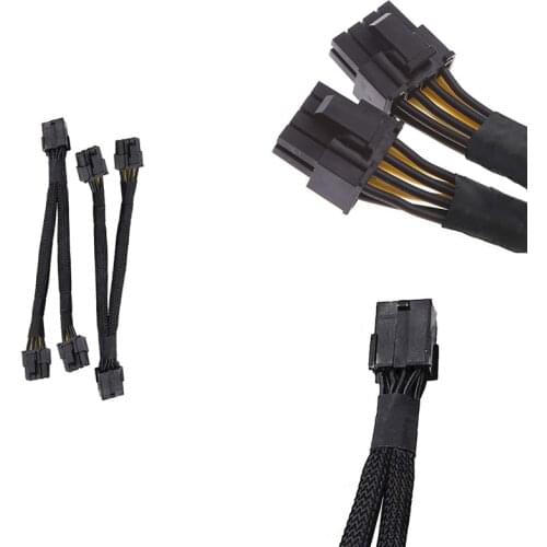 GPU PCIe 8 Pin Female to Dual 2X 8 Pin (6+2) Male PCI Express Power Adapter Braided Y-Splitter Extension Cable,20cm