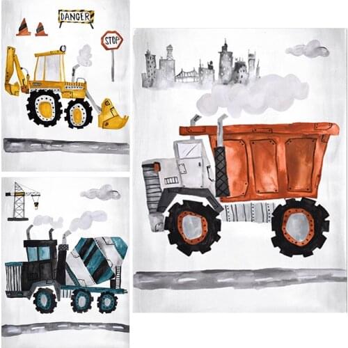 SJDIYDP 5D Full Diamond Painting Construction Vehicles Kids Car Nordic Wall Decor Inlaid Resin Embroidery Craft Cross Stitch