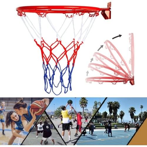 32cm Wall Mounted Basketball Hoop Netting Metal Rim Hanging Basket Hanging Wall Basketball Rims Screws Indoor Outdoor Sport L722
