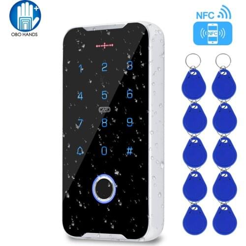 Mobile Phone NFC Access Control Keypad RFID Keyboard Access Controller System Fingerprint IP68 Waterproof 13.56MHz Card Reader