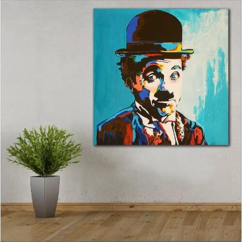 Large size Printing Oil Painting Humorist Chaplin Feliz art canvas prints pictures for living room and bedroom No Frame colorful