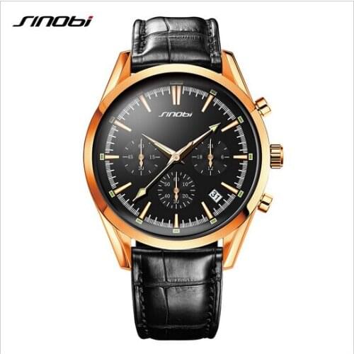SINOBI Brand Men Watch Luxury Gold Watches Waterproof Chronograph Watch Auto Date Quartz Watch relogio masculino reloj hombre
