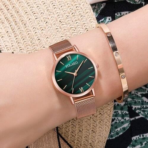 Women For Watch Stainless Steel Rose Gold Mesh Gradient Color Watches Luxury Ladies Fashion Female Wristwatches Gift Clock reloj
