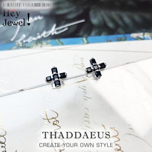 Ear Studs Cross Black,Europe Timeless Jewerly For Women Men,2020 Summer New Trendy Symbolic Motif Gift in 925 Sterling Silver