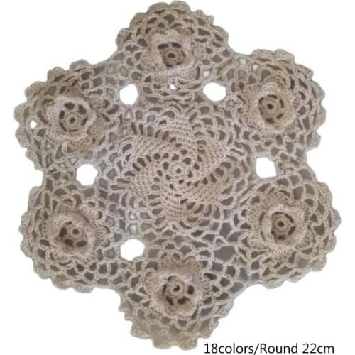 HOT 3D cotton Round placemat cup coaster mug kitchen wedding table place mat cloth lace Crochet tea coffee doily Plate pan pad