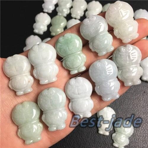 Dorae mon Grade A jade Type A stone ICY Jade Burma jadeite pendant Bead hand carved green Girl Jewelry necklace Baby KID gift