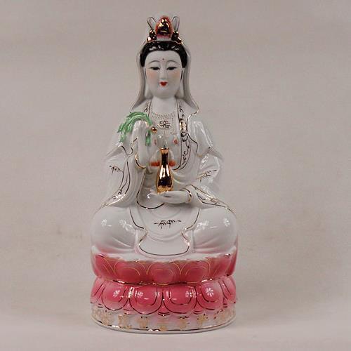 Ceramic, sitting on the lotus a Buddism godness Guanyin Bodhisattva, Buddha Statue, figurine, ornaments