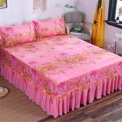 2020 New 3pcs Printed Bedding Set Soft Bed Skirt Wedding Bedspread Full Twin Queen King Size New Bed Sheets