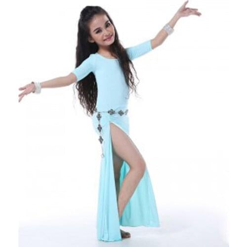 New Arrival 2016 Sexy kids child belly dance Costumes Suits nice practicing Clothes for kids children Top-Skirt+Belt
