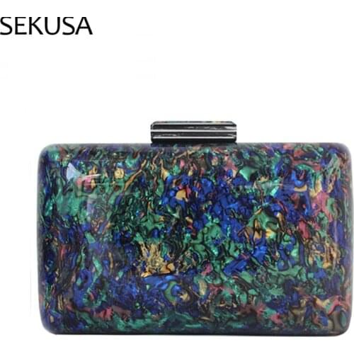 Rainbow Color Metal Luxury Plastic Day Clutch Shoulder Chain Ladies Dress Messenger Handbags Purse Wedding Evening Bags