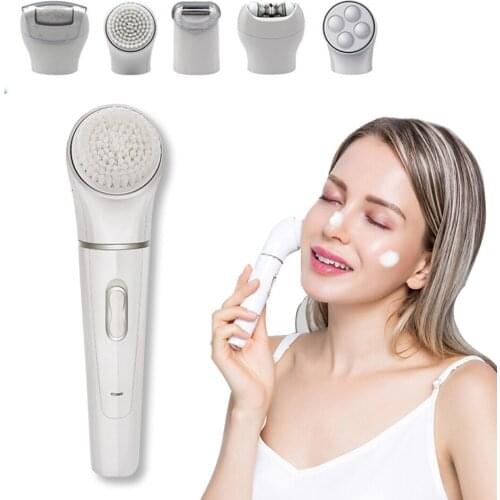 5 In 1Multifunction Facial Skin Care Tools Beauty Combination Electric Epilator Washing Face Cleansing