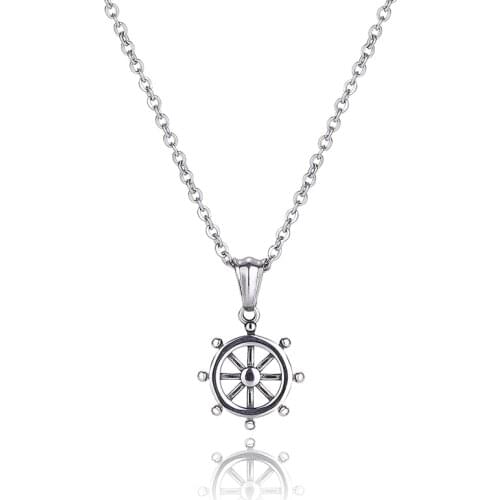 Mens Ship Rudder Necklace Fashion Punk Travelers Stainless Steel Rudder Pendant Necklace For Men Nautical Jewelry BB0879